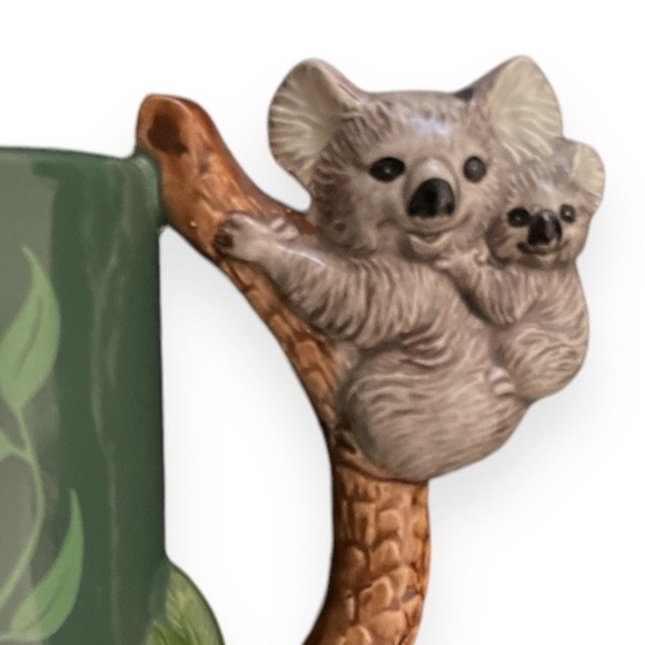 Vintage Bergschrund Seattle 1991 Koala Mom Baby Handle Green Ceramic Coffee Mug - Picture 3 of 7